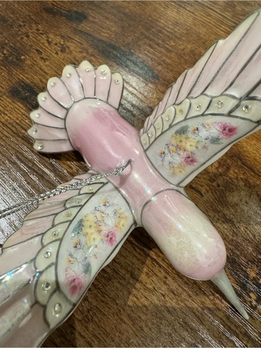 Pink Porcelain Hummingbird Ornament from Bradford Exchange by Lena Lou